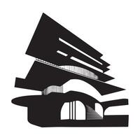 Abstract Architecture Silhouette with Bold Thick Lines vector