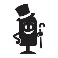 Black Silhouette of a Smiling Ice Lolly on White Background vector