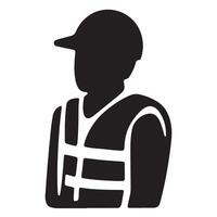 Black Silhouette of Delivery Person in Side Profile with Bold Lines vector