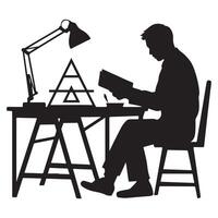Working Table Silhouette for Animation and Architecture with Black Outline on White Background vector
