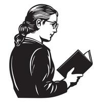 Librarian Silhouette with Thick Outline on White Background vector