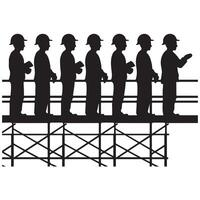 Minimalist Black Silhouette of Construction Worker Team in Side View vector