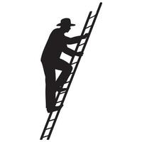 Man on Ladder Silhouette Isolated on White vector