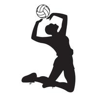 Volleyball Player in Action Silhouette on White vector