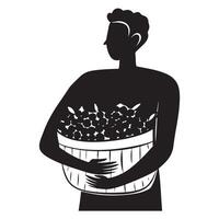 Black Silhouette of Berries in Sketch Style vector