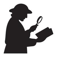 Minimalist Black Silhouette of Historian in Side View vector