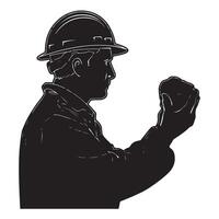 Black Silhouette of Geologist in Side Profile with Bold Lines vector