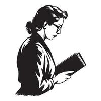 Minimalist Black Silhouette of Librarian in Side View vector