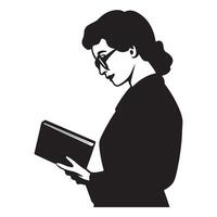 Side View Silhouette of Librarian with Bold Outline vector