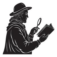 Side View Silhouette of Historian with Bold Thick Outline vector