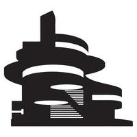 Black Silhouette of Abstract Architecture with Thick Outline vector
