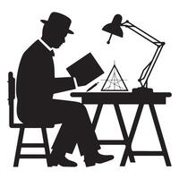 Silhouette of Working Table for Animator and Architect on White Background vector