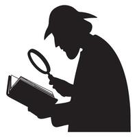 Historian Silhouette with Thick Outline on White Background vector