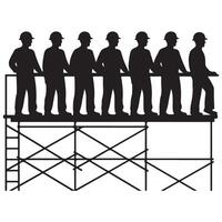 Group of Construction Workers Silhouette with Bold Outline vector