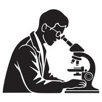 Side View Silhouette of Biologist with Bold Thick Outline vector