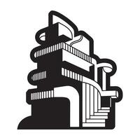 Geometric Abstract Architecture Silhouette Side View vector