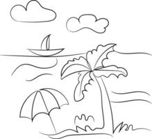 Summer Beach Scene with palm tree vector