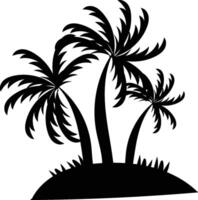 Silhouette of Three Palm Trees on a Small Island vector