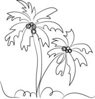 Drawing of Two Palm Trees vector