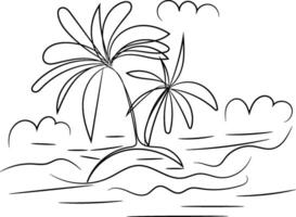 Island with Palm Trees and Ocean Waves vector