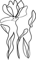 Line Drawing of a Flower with Leaves vector