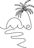 Supper Palm Trees by the Ocean Line Art vector