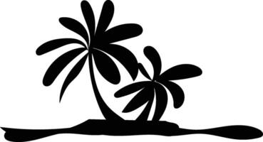 Silhouette of Two Palm Trees on a Tropical Island vector