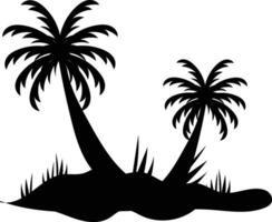 Silhouette of Two Palm Trees vector