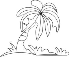 Single Line Drawing of a Palm Tree vector