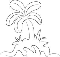 Crteative Line Drawing of a Palm Tree and Grass vector