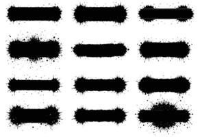 Grunge Black Ink Splatter Brush Stroke , Set Horizontal Rectangular Paint Textures for Banner, Background, or Graphic Design Elements vector