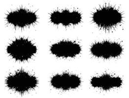 Black Grunge Brush Stroke Texture Pack, Horizontal Ink Splatter Vectors for Distressed Design and Artistic Backgrounds