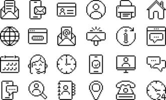 set of contact us pixel icons. Customer servicre, support, email, phone and more vector