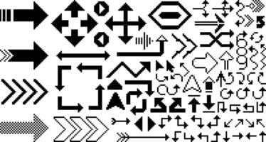 set of arrow pixel icons. 24x24 pixel vector