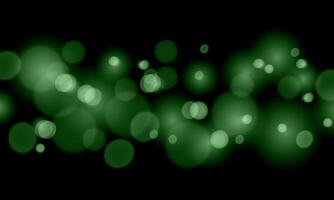 Abstract blur green circle bokeh black background. shiny soft green light. vector