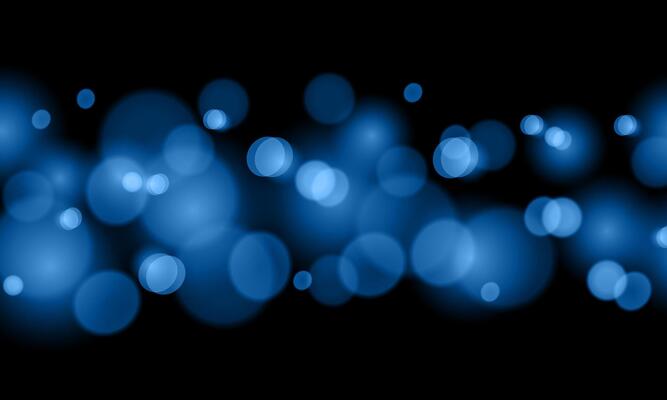 Abstract blur blue circle bokeh black background. night light effect.