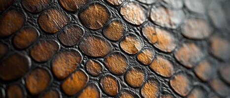 Examination of smooth scales and detailed patterns on snake skin showcasing its unique texture. photo