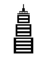A black and white illustration of a tall building. vector