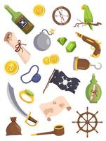 Collection of Pirates Items and Nautical Elements. vector