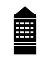 A black and white building icon on a white background vector