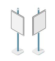 Two blank signs on poles with a white background vector