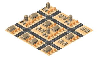 Isometric city with buildings and trees6 vector