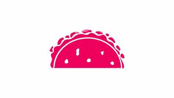 Beef taco icon, isolated on white background, 4K motion graphics animation, light crimson color icon video
