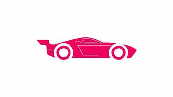 Racing car icon. isolated on white background, 4K motion graphics animation, light crimson color icon video