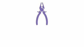 Pliers icon animation, isolated on white background, clean 4K motion graphics. video