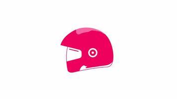 Car helmet icon, isolated on white background, 4K motion graphics animation, light crimson color icon video