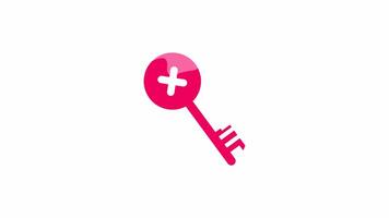 Wrong key icon, isolated on white background, 4K motion graphics animation, light crimson color icon video