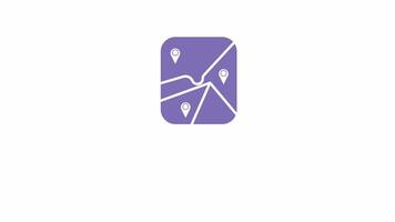 Map icon animation, isolated on white background, dropping 4K motion graphics video