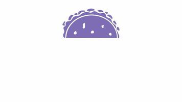 Beef taco icon animation, isolated on white background, 4K motion graphics video