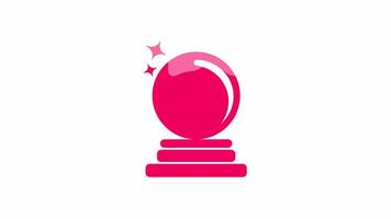 Magic ball icon, isolated on white background, 4K motion graphics animation, light crimson color icon video